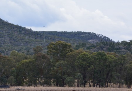 NBN fixed wireless tower '2GUL-51-04-CKGK" sits high above the trees in Yarrawonga.