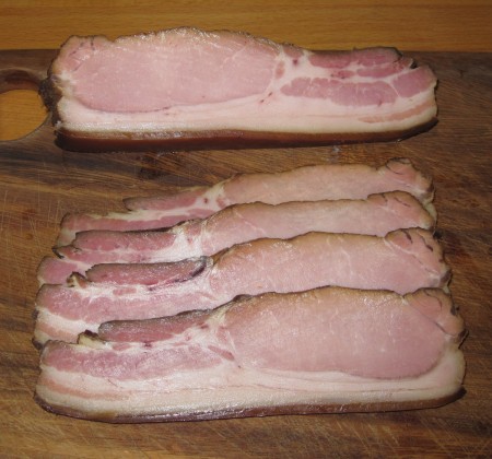 Bacon - sliced and ready to be fried.